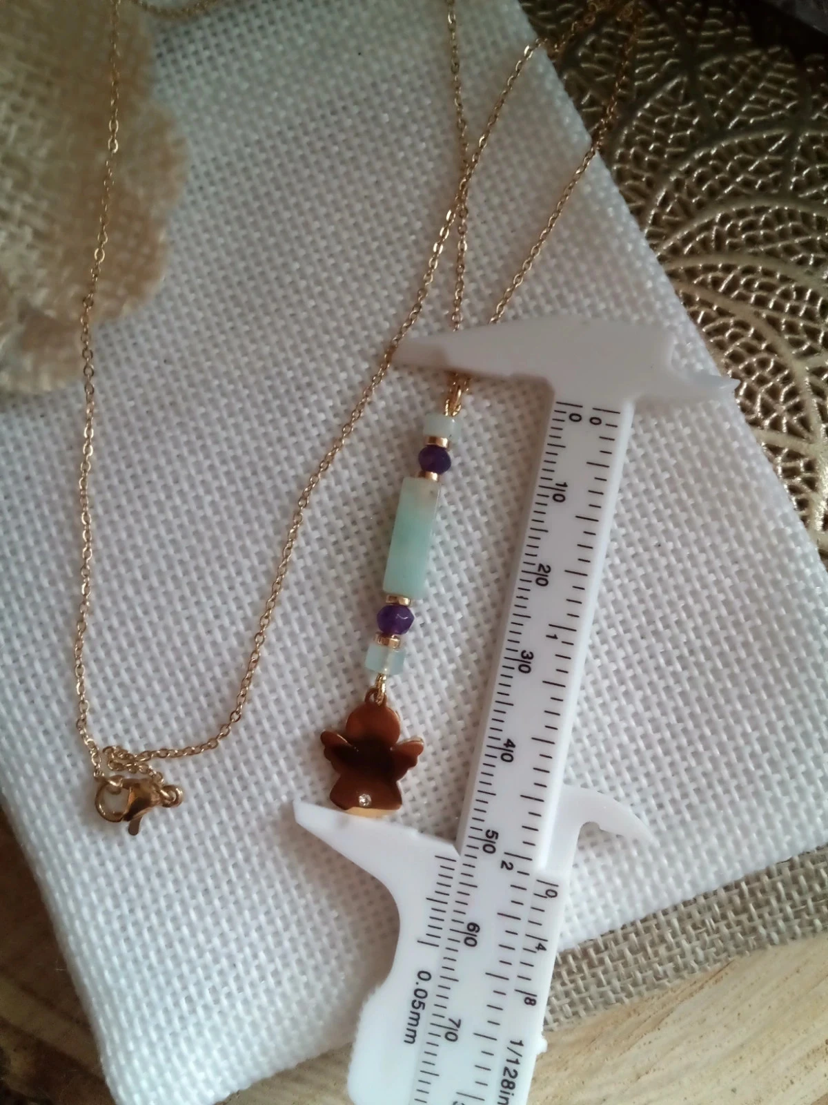 Collier ange et pierres semi précieuses – photo 3